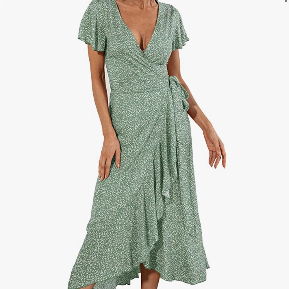 NWT Ecowish Green Wrap Dress